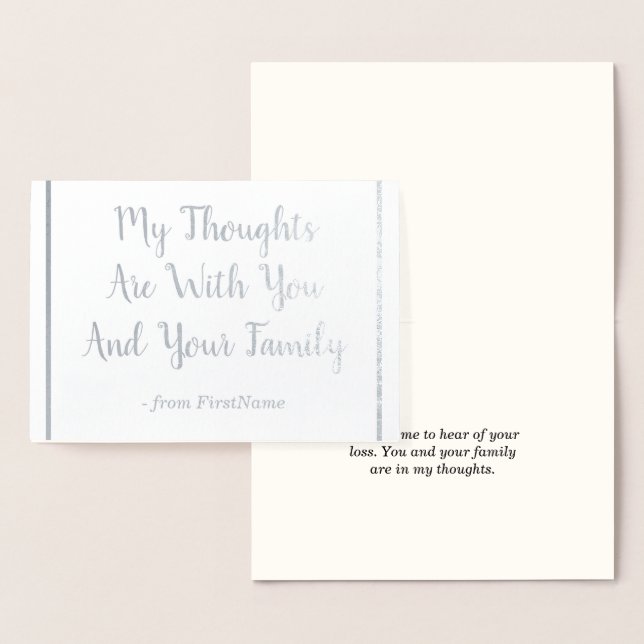 Dorée Carte de Sympathies de Foil en Argent customisé (Affichage)