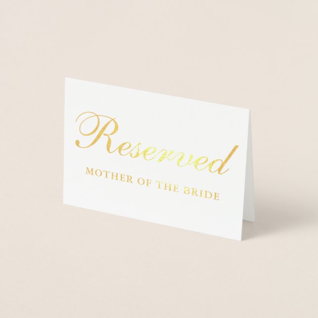 Dorée Carte de table d'invité spécial Gold Foil réservée (Devant)