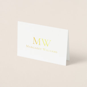 Dorée Carte de vacances professionnelle avec monogramme