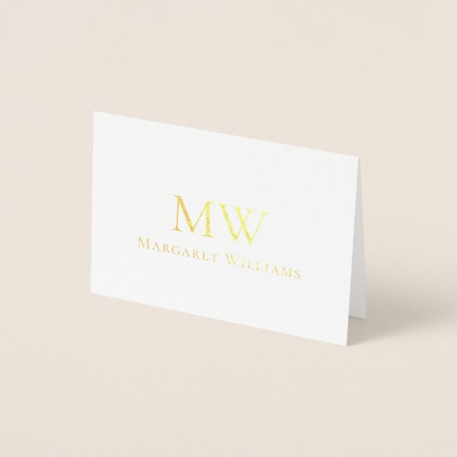 Dorée Carte de vacances professionnelle avec monogramme  (Devant)