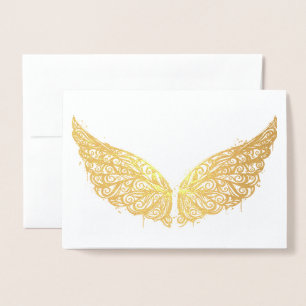 Dorée Carte de voeux blanche Gold Foil Wings