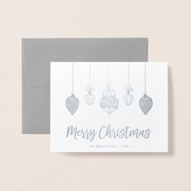 Dorée Carte de vœux de Noël en véritable feuille d'argen (Devant avec enveloppe)