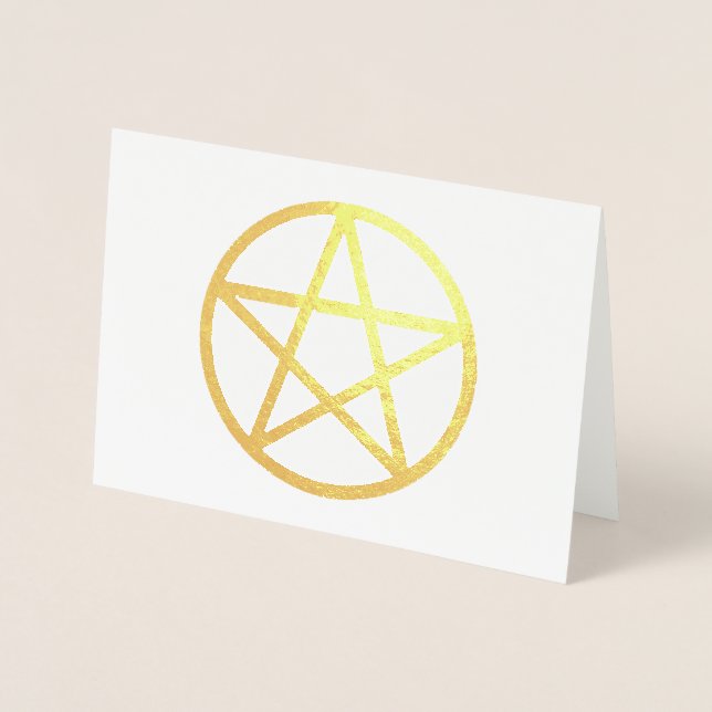 Dorée Carte de voeux de pentacle métallique (Devant)