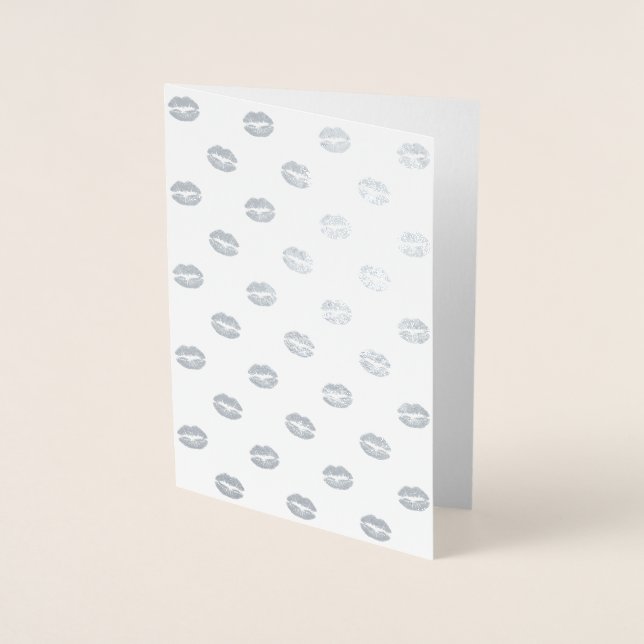 Dorée Carte de vœux en feuille d'argent Baisers (Devant)