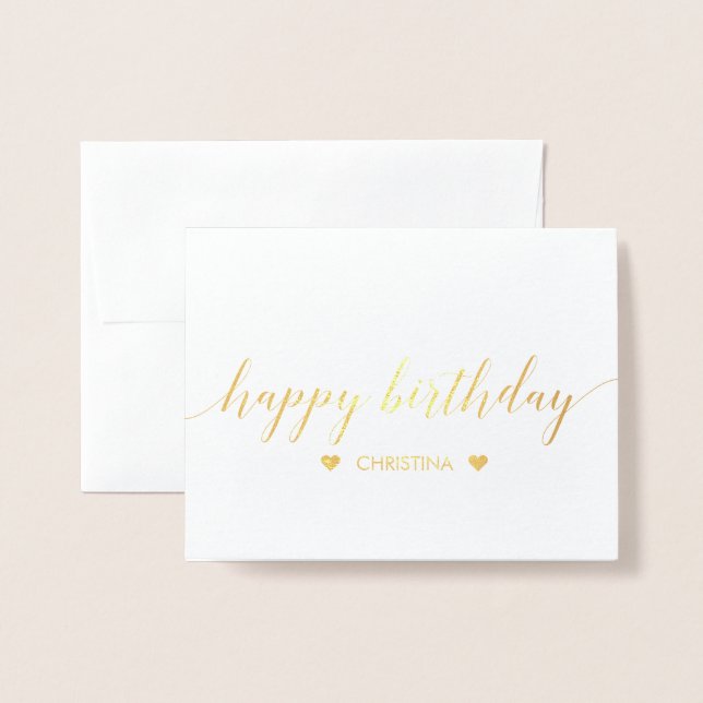 Dorée Carte de vœux en lettrage doré pour anniversaire (Devant avec enveloppe)