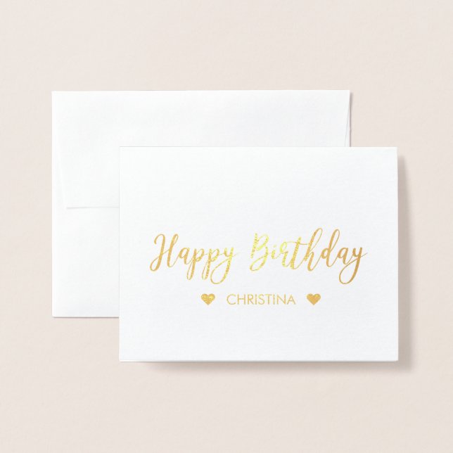 Dorée Carte de vœux en lettrage doré pour Joyeux Anniver (Devant avec enveloppe)