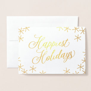 Dorée Carte de vœux étoiles fêtes joyeuses feuille d'or