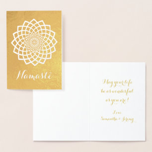 Dorée Carte de voeux Gold Mandala Namaste