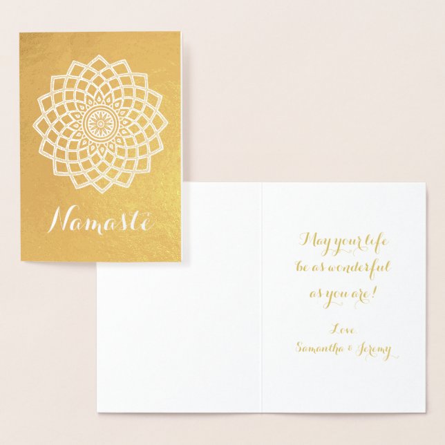 Dorée Carte de voeux Gold Mandala Namaste (Affichage)