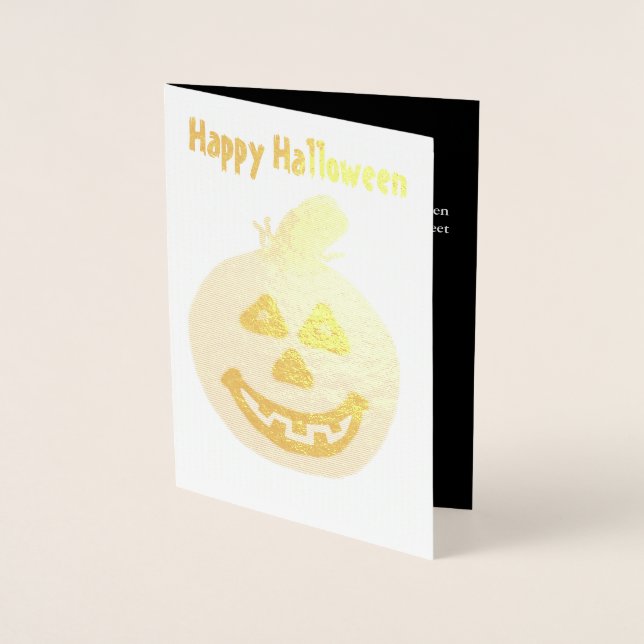 Dorée Carte de voeux Halloween Citrouille Gold Foil (Devant)
