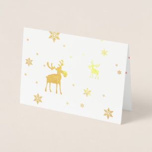 Dorée Carte de voeux moderne simple Moose Snowflakes Foi
