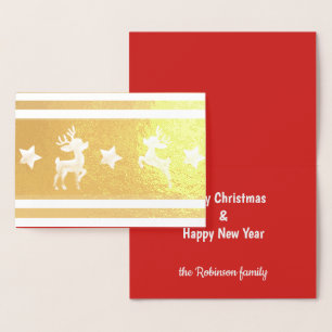 Dorée Carte de voeux personnalisée Gold Reindeer