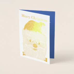 Dorée Carte de voeux pour Noël Père Noël Gold Foil