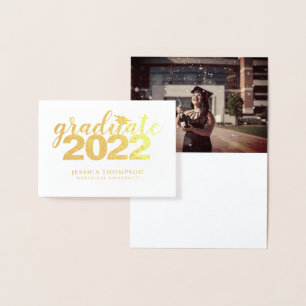 Dorée Carte de voeux simple Elegant Graduate Gold Foil