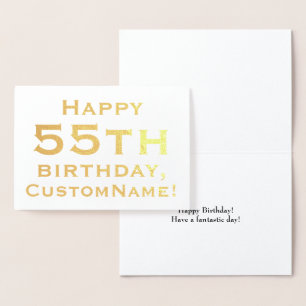 Dorée Carte de voeux simple Gold Foil 55e anniversaire