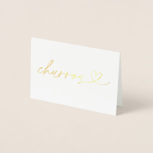 Dorée Carte d'étiquette de churros en feuille pour table