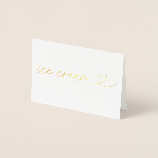 Dorée Carte d'étiquette de nourriture de glace en feuill (Devant)