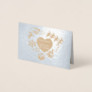 Dorée Carte d'huile d'argent Reindeer Père Noël de Noël