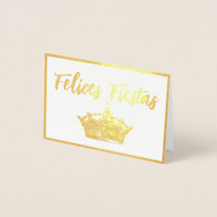 Dorée Carte d'huile de Noël Gold Crown Feliz Navidad