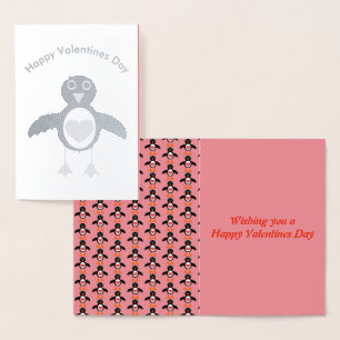Dorée Carte d'huile de pingouin Coeur mignonne