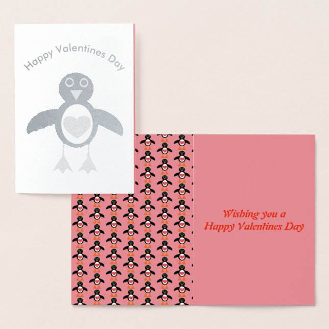 Dorée Carte d'huile de pingouin Coeur mignonne (Affichage)