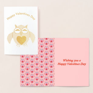 Dorée Carte d'huile Pink Love Heart Owl