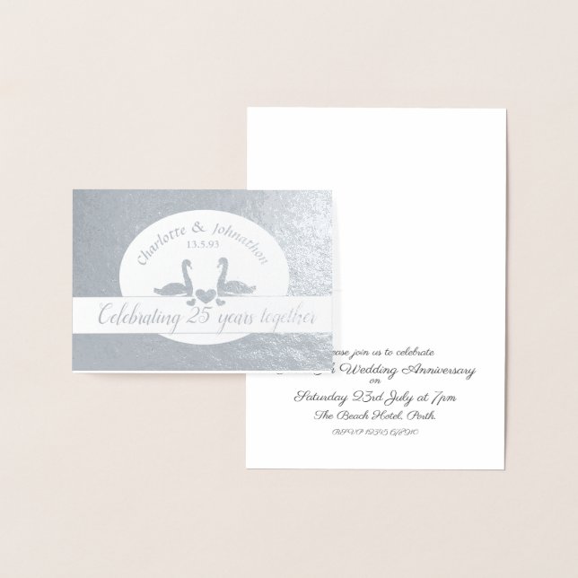 Dorée Carte d'invitation pour les 25 ans de mariage en a (Affichage)