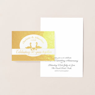 Dorée Carte d'invitation Swan golden 50e anniversaire