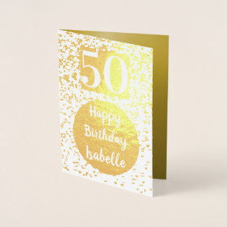 Dorée Carte d'or personnalisée 50e anniversaire