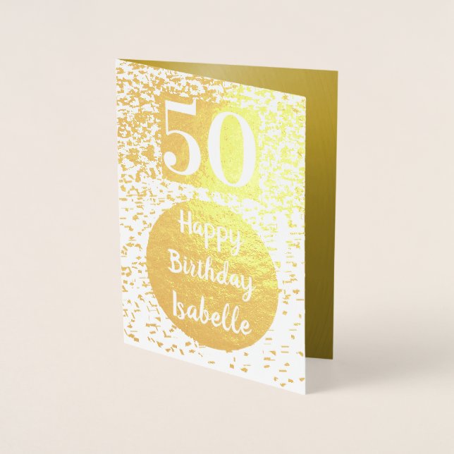 Dorée Carte d'or personnalisée 50e anniversaire (Devant)