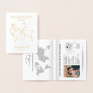 Dorée Carte du monde du passeport de destination Mariage