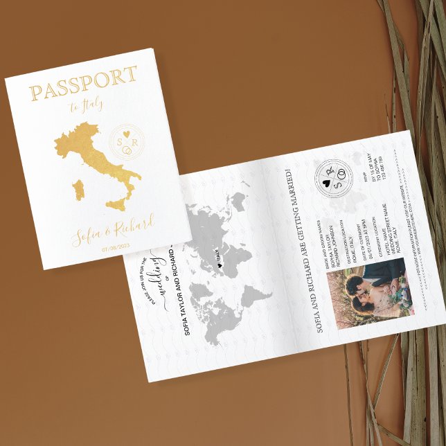 Dorée Carte du monde du passeport de destination mariage (Créateur téléchargé)