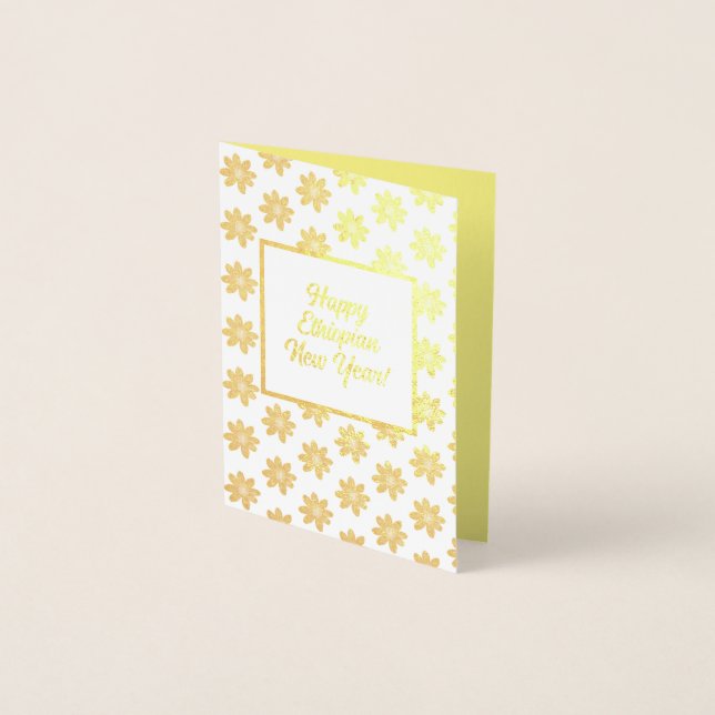 Dorée Carte en aluminium pour le Nouvel An éthiopien (Devant)