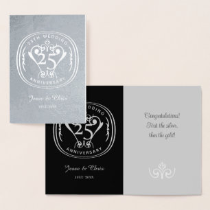 Dorée Carte en dorure du 25e anniversaire