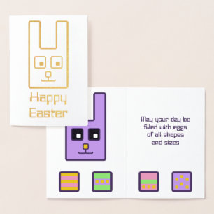 Dorée Carte en feuille d'aluminium représentant un lapin