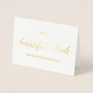 Dorée Carte en feuille d'or   à ma femme le jour de notr