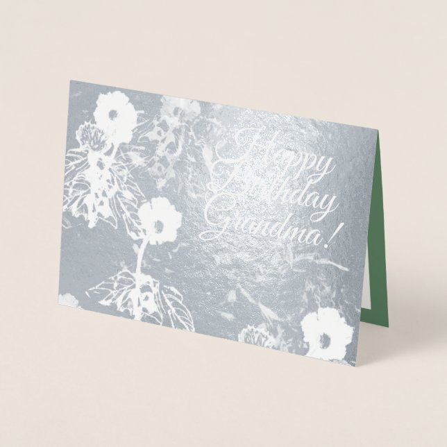 Dorée Carte florale à huile verte d'anniversaire (Devant)