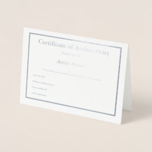 Dorée Carte Foil Certificat d'authenticité