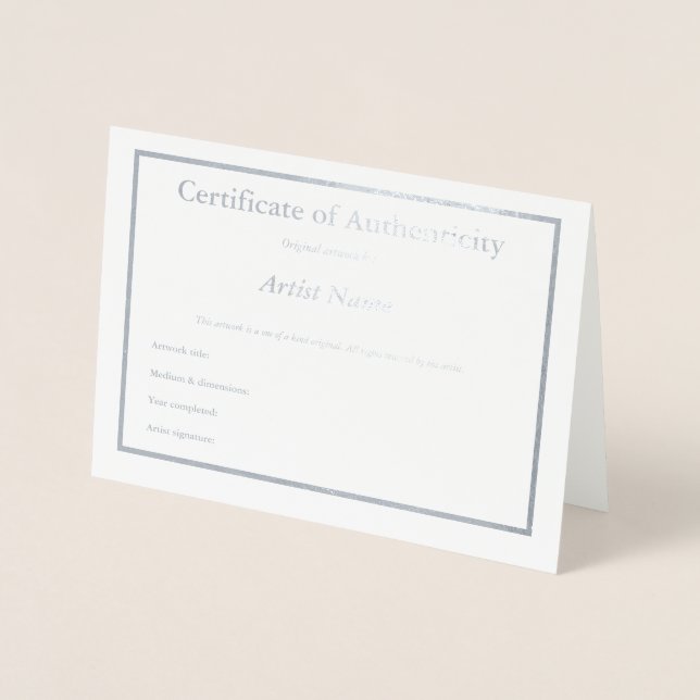 Dorée Carte Foil Certificat d'authenticité (Devant)