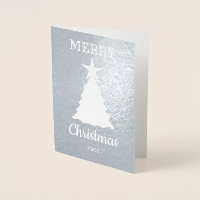 Dorée Carte Foil Joyeux Noël Arbre Star (Devant)