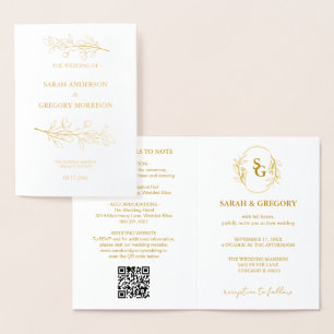 Dorée Carte Foil Mariage Flore Simple