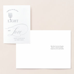 Dorée Carte Foil Minorah Hanoukka Light et Love