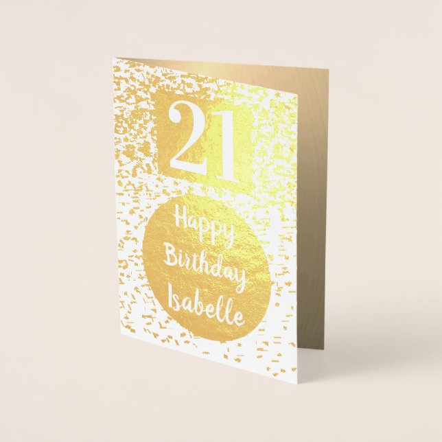 Dorée Carte Gold 21st Birthday personnalisée (Devant)