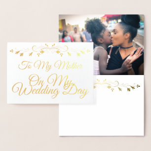 Dorée Carte Gold Foil à ma mère le jour de mon mariage