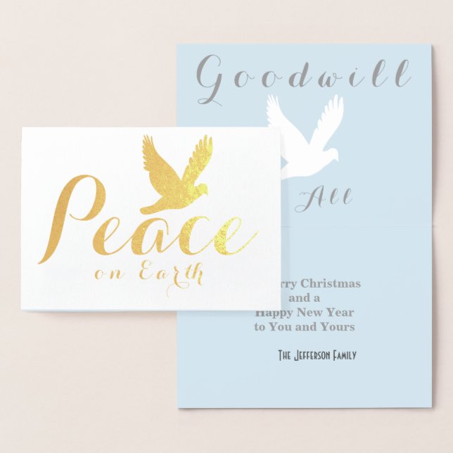 Dorée Carte Gold Foil Christmas Peace Dove (Affichage)