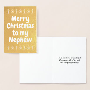 Dorée Carte Gold Foil "Joyeux Noël à mon neveu"
