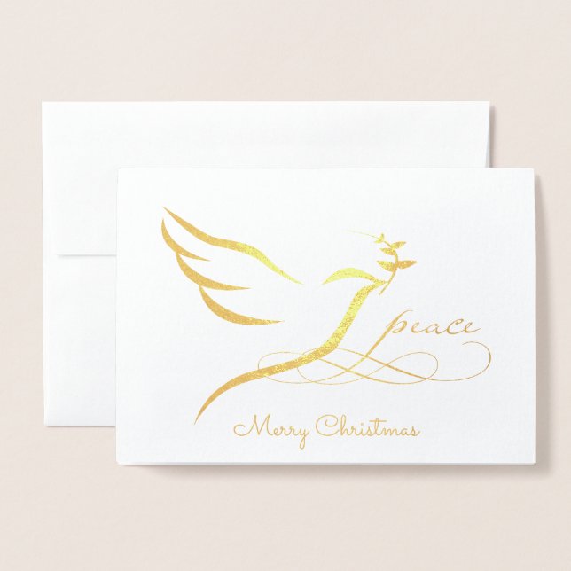 Dorée Carte Gold Foil Peace Dove (Devant avec enveloppe)