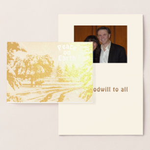 Dorée Carte Gold Foil Peace on Earth Elk Scene