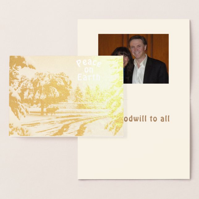 Dorée Carte Gold Foil Peace on Earth Elk Scene (Affichage)