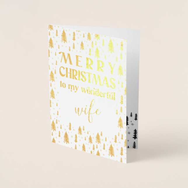 Dorée Carte Gold Foil pour les arbres de Noël de la femm (Devant)